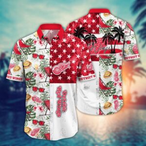 NHL Detroit Red Wings Flower Hawaii Shirt For Fans Summer Football Shirts