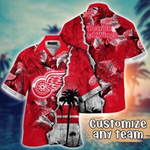 NHL Detroit Red Wings Palm Tree Hawaii Shirt Custom Summer Football Shirts