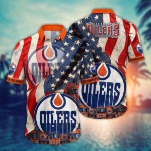 NHL Edmonton Oilers American Flag Hawaii Shirt Summer Football Shirts