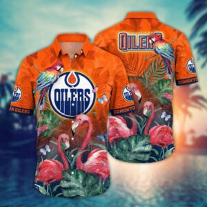 NHL Edmonton Oilers Flamigo Hawaii Shirt Summer Football Shirts 1