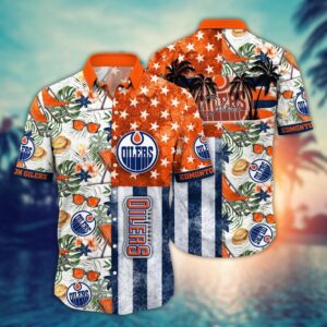 NHL Edmonton Oilers Flower Hawaii Shirt For Fans Summer Football Shirts