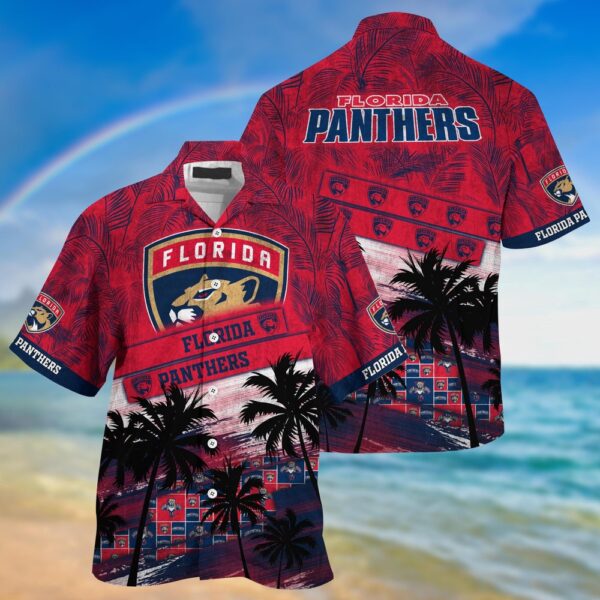 NHL Florida Panthers Palm Tree Pattern Hawaii Shirt Unisex Sport Hawaii Shirt