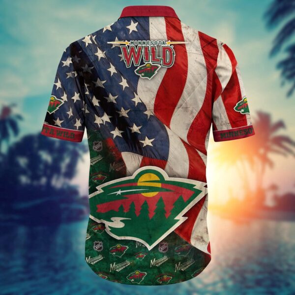 NHL Minnesota Wild American Flag Hawaii Shirt Summer Football Shirts