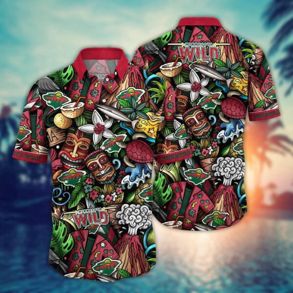 NHL Minnesota Wild Flower Hawaii Shirt For Fans Custom Summer Football Shirts