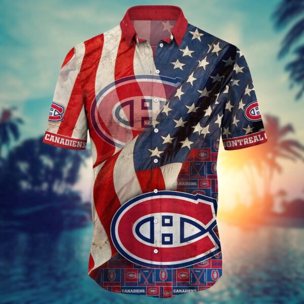 NHL Montreal Canadiens American Flag Hawaii Shirt Summer Football Shirts