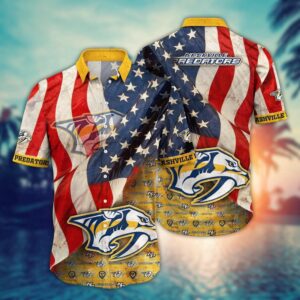 NHL Nashville Predators American Flag Hawaii Shirt Summer Football Shirts 1