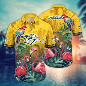 NHL Nashville Predators Flamigo Hawaii Shirt Summer Football Shirts 1