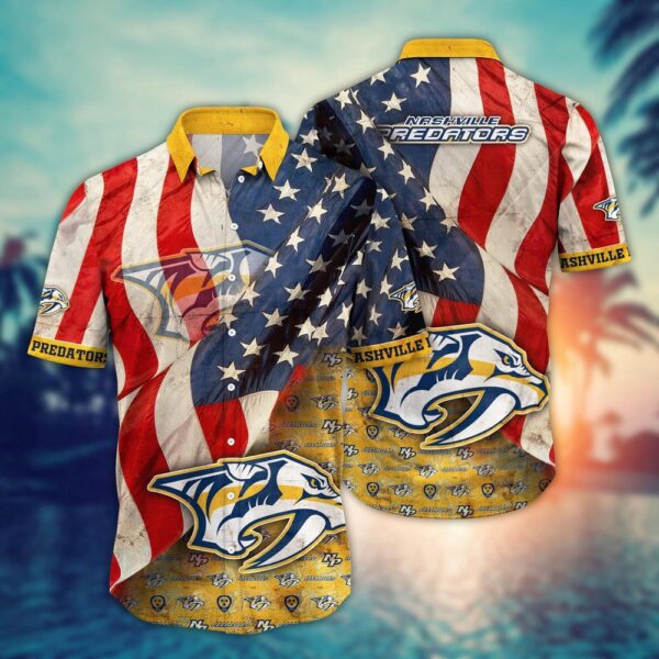 NHL Nashville Predators Flower Hawaii Shirt For Fans Summer Aloha Shirts