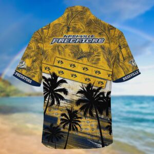 NHL Nashville Predators Palm Tree Pattern Hawaii Shirt Unisex Sport Hawaii Shirt 3