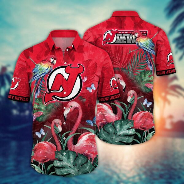 NHL New Jersey Devils Flamigo Hawaii Shirt Summer Football Shirts