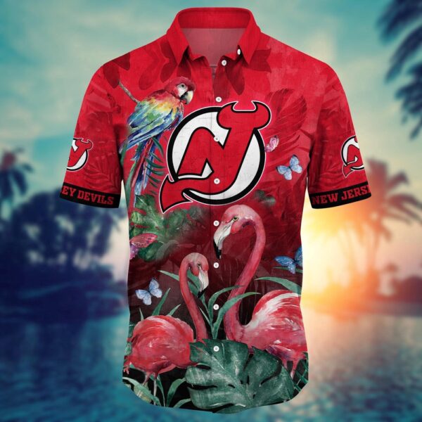 NHL New Jersey Devils Flamigo Hawaii Shirt Summer Football Shirts