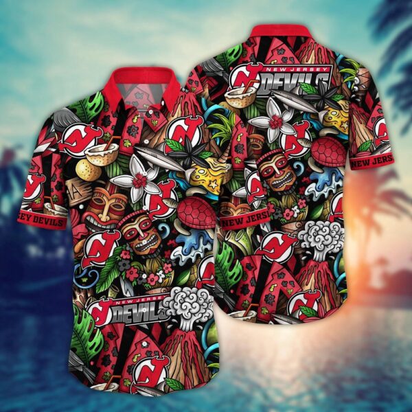 NHL New Jersey Devils Flower Hawaii Shirt For Fans Custom Summer Football Shirts