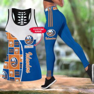 NHL New York Islanders Hollow Tank Top And Leggings Set For Fans 1