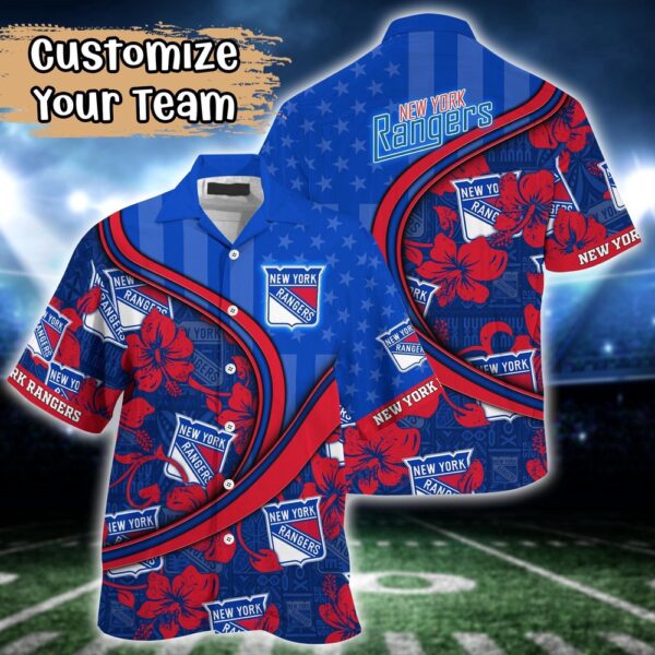 NHL New York Rangers Summer Flower Hawaii Shirt Custom Football Shirts