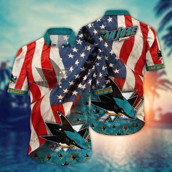 NHL San Jose Sharks American Flag Hawaii Shirt Summer Football Shirts