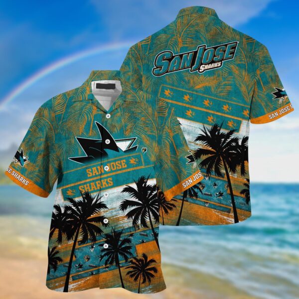 NHL San Jose Sharks Palm Tree Pattern Hawaii Shirt Unisex Sport Hawaii Shirt