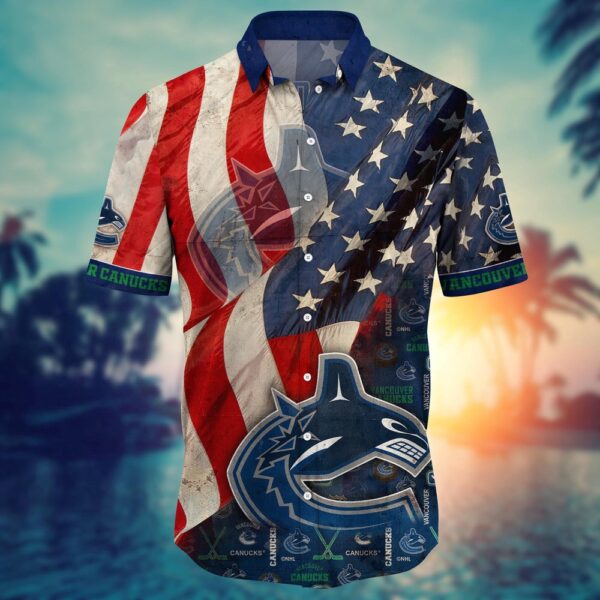 NHL Vancouver Canucks American Flag Hawaii Shirt Summer Football Shirts