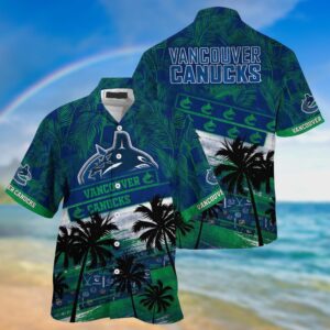 NHL Vancouver Canucks Palm Tree Pattern Hawaii Shirt Unisex Sport Hawaii Shirt 1