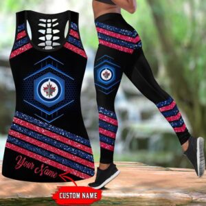 NHL Winnipeg Jets Hollow Tank Top And Leggings Set For Hockey Fans 1