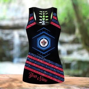 NHL Winnipeg Jets Hollow Tank Top And Leggings Set For Hockey Fans 3