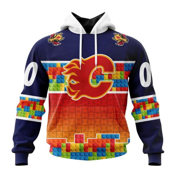 Personalized NHL Calgary Flames Autism Awareness Design 3D Hoodie