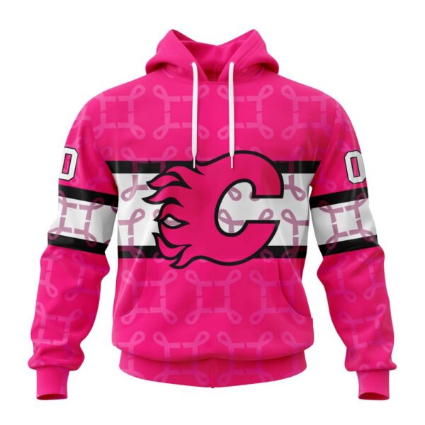 Personalized NHL Calgary Flames I Pink I Can In October We Wear Pink Breast Cancer 3D Hoodie