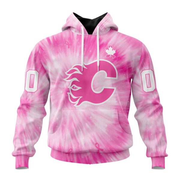 Personalized NHL Calgary Flames Special Pink Tie-Dye 3D Hoodie