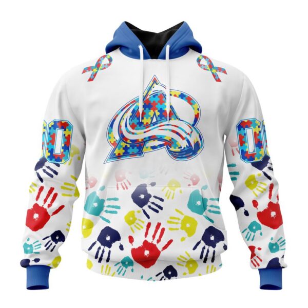 Personalized NHL Colorado Avalanche Autism Awareness Hands Design 3D Hoodie