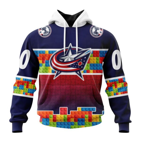 Personalized NHL Columbus Blue Jackets Autism Awareness Design 3D Hoodie