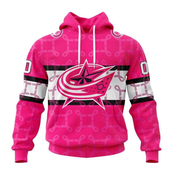 Personalized NHL Columbus Blue Jackets I Pink I Can In October We Wear Pink Breast Cancer 3D Hoodie