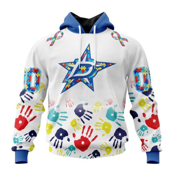 Personalized NHL Dallas Stars Autism Awareness Hands Design 3D Hoodie