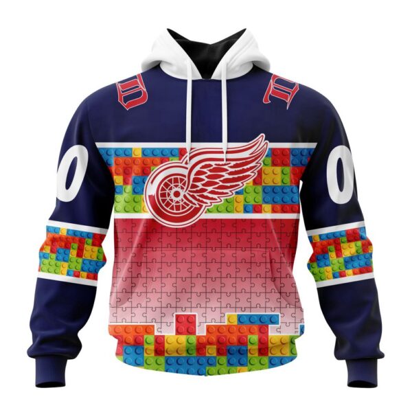 Personalized NHL Detroit Red Wings Autism Awareness Design 3D Hoodie