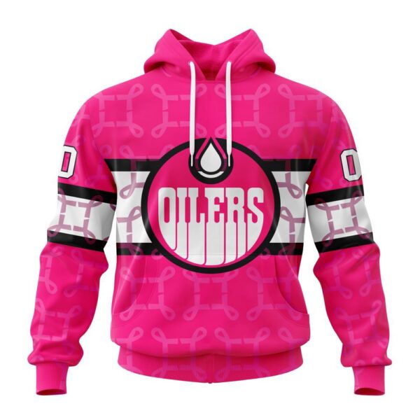 Personalized NHL Edmonton Oilers I Pink I Can In October We Wear Pink Breast Cancer 3D Hoodie