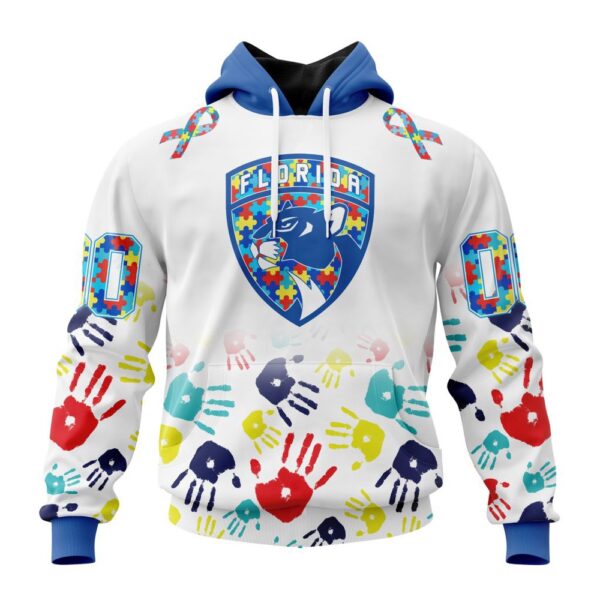 Personalized NHL Florida Panthers Autism Awareness Hands Design 3D Hoodie