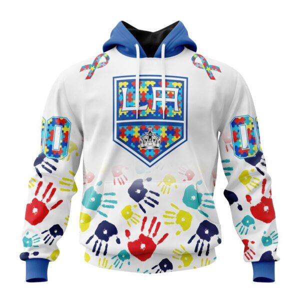 Personalized NHL Los Angeles Kings Autism Awareness Hands Design 3D Hoodie