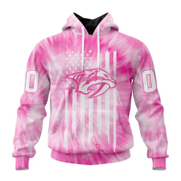 Personalized NHL Nashville Predators Special Pink Tie-Dye 3D Hoodie