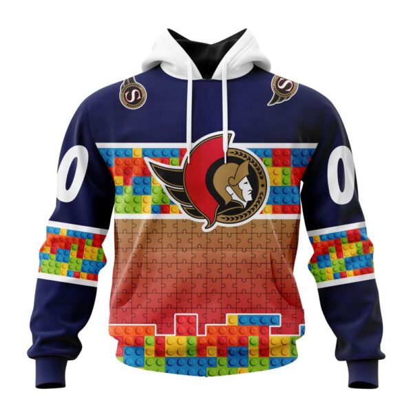 Personalized NHL Ottawa Senators Autism Awareness Design 3D Hoodie