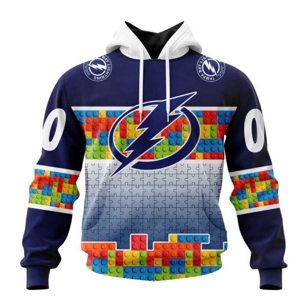 Personalized NHL Tampa Bay Lightning Autism Awareness Design 3D Hoodie