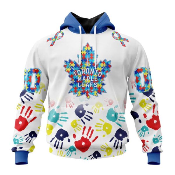 Personalized NHL Toronto Maple Leafs Autism Awareness Hands Design 3D Hoodie