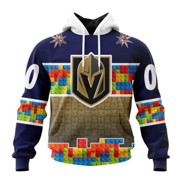 Personalized NHL Vegas Golden Knights Autism Awareness Design 3D Hoodie