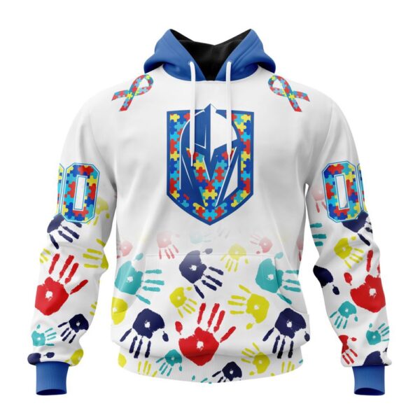 Personalized NHL Vegas Golden Knights Autism Awareness Hands Design 3D Hoodie