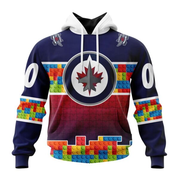 Personalized NHL Winnipeg Jets Autism Awareness Design 3D Hoodie