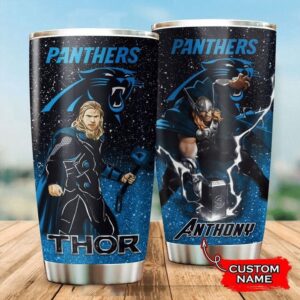 Personalized Name NFL Carolina Panthers & Thor Tumbler Cup