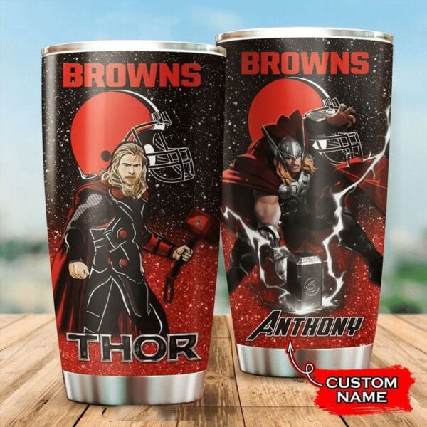 Personalized Name NFL Cleveland Browns & Thor Tumbler Cup