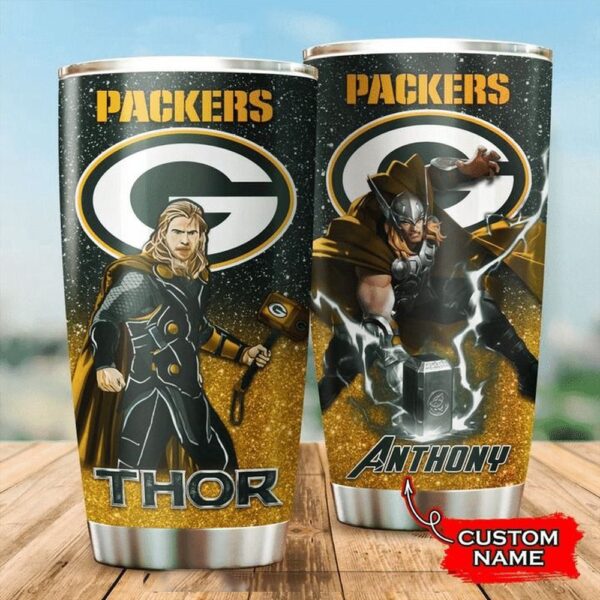 Personalized Name NFL Green Bay Packers & Thor Tumbler Cup