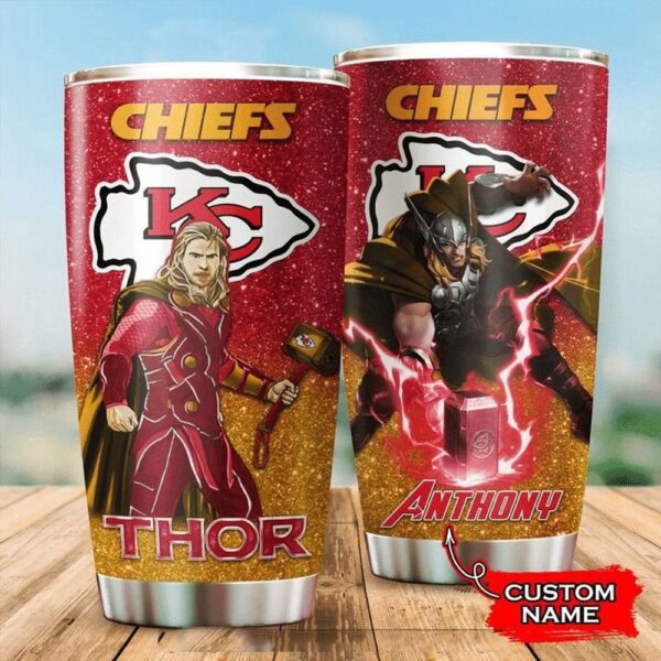 Personalized Name NFL Kansas City Chiefs & Thor Tumbler Cup