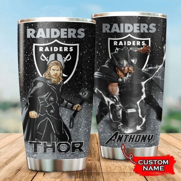 Personalized Name NFL Las Vegas Raiders & Thor Tumbler Cup