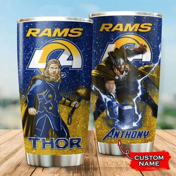 Personalized Name NFL Los Angeles Rams & Thor Tumbler Cup