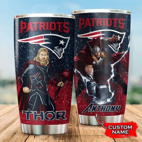 Personalized Name NFL New England Patriots & Thor Tumbler Cup