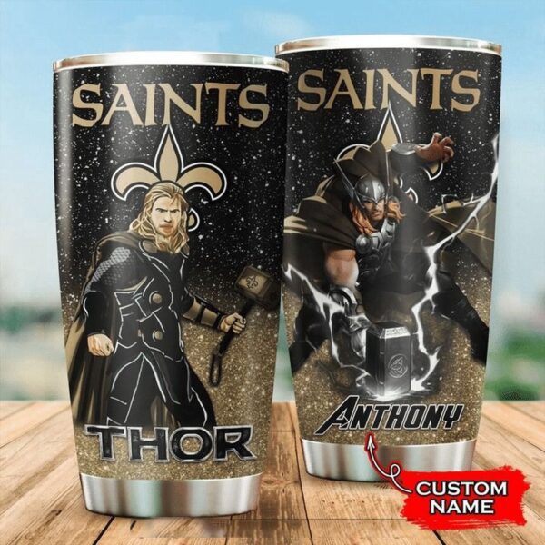 Personalized Name NFL New Orleans Saints & Thor Tumbler Cup